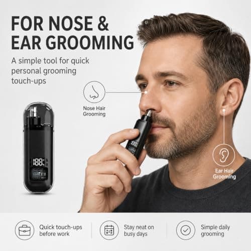Nose Hair Trimmer for Men & Women, Rechargeable Ear Trimmer, LED Display — view 6