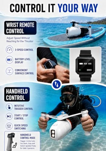 Diving Scooter 504W 26.5 lbf 2-in-1 for Travel 100MinRuntime2Batteries — view 5