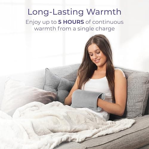 Carmen Rechargeable Hot Water Bottle, Soft Touch Fleece Cover, Hand Warmer, Automatic Temperature Control, Grey, H x 17cm W x 24cm, C85043GRY — view 4