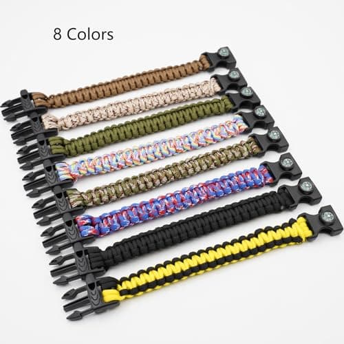 8 Pack 3in1 Emergency Survival Bracelet with Whistle and Compass,Survival Kit,Wild Camping Equipment Kit,Wildness Emergency Survival Kit for Camping,Outdoor Travel, Hiking, Emergency Survival Or First — view 2