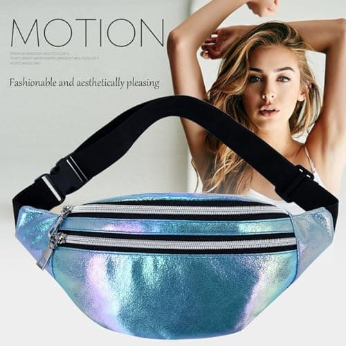 BAIYSFFG Bum Bag Fashion Waist Pack Bumbag for Women Men Lightweight Fanny Pack with 2 Zip Pockets & Adjustable Strap, Large Belt Bag for Dog Walking Running Hiking Jogging (Blue) — view 5