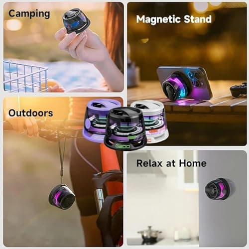 RigWig Magnetic Bluetooth - G200 Pro Wireless Phone Stand Gaming Speaker, IP67 Waterproof, Compact Portable Speaker for Shower, Outdoor, Travel, Teens - Ideal Christmas (Purple) — view 5