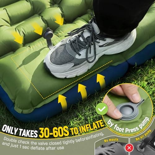 Myxslop Camping Sleeping Pad with Built-in Foot Pump & Pillow, 15.5cm Thick Ultralight Inflatable Sleeping Mat, Compact Camping Mat for Hiking, Backpacking, Festivals & Tent Camping — view 4