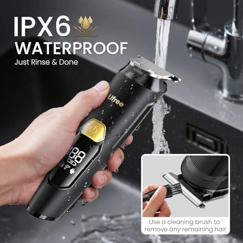 Ufree 3-in-1 Beard Trimmer for Men, IPX6 Waterproof Electric Shaver, Black — view 6