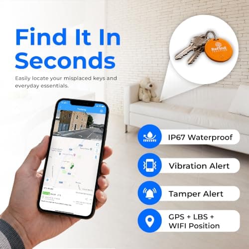 ReFind R2 Smart Tracker for Android and iPhone. Mini GPS Tag Bluetooth 5.0 Key Finder. Samsung AirTag Alternative for Keys, Pets, Wallets and Luggage (Orange) — view 5