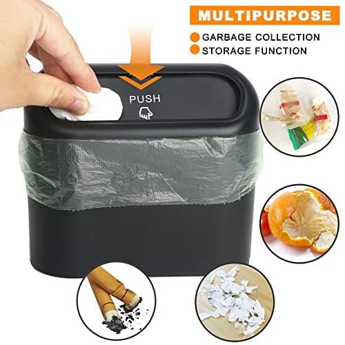 Einesin Car Trash Can, Mini Car Organizer Bin with Lid and 40pcs Trash Bags, Small Garbage Can for Storage and Organization Car Accessories, Capacity 1.4L — view 5