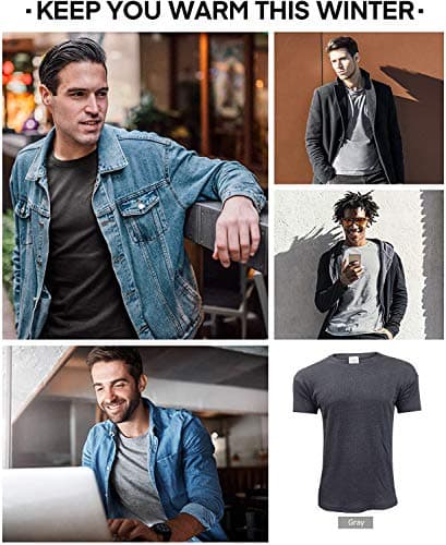 Thread Linens 3 Pack Mens Thermals T Shirt, Body Warmer Base Layer Thermal Top for Men Size S-XXL (Charcoal, L) — view 2