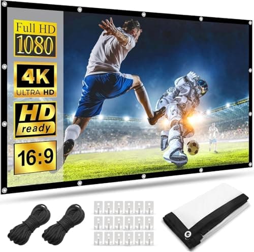 HOPFROG 100 Inch Portable Projector Screen, Washable & Anti-Crease Milk Silk Fabric, 16:9 4K HD Dual-Sided Foldable Movie Screen for Outdoor Camping & Home Theater, Easy Setup with Hooks, 160° View