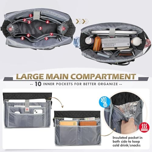 RAINSMORE Laptop Tote Bag for Women Teacher Work Bags Nurse Bag 15.6 inch — view 3