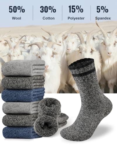 Niorasen Wool Socks for Men, Thick Warm Thermal Socks, Full Terry, 3 pairs — view 4