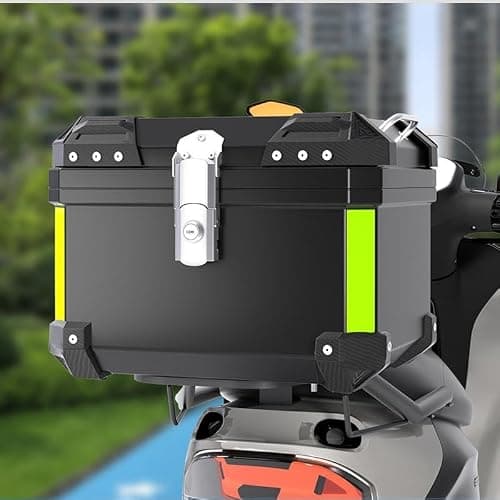 Aptliton Black Motorcycle Top Case, 45L ABS Waterproof and Dust-Proof Square Top Box for Motorbike Luggage Box with Security Lock, Motorcycle Helmet Luggage Storage