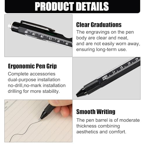 Gifts for Men, 9 in 1 Multi Tool Pen with LED Light, Screwdriver, Stylus, Ruler, Level, Corkscrew, Cool Gadget for Him, Stocking Fillers, Mens Birthday Gifts, for Dad, Husband, Boyfriend — view 3