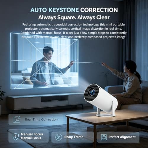 Denvoro Mini Portable Projector, Auto Keystone 180° Rotation — view 6