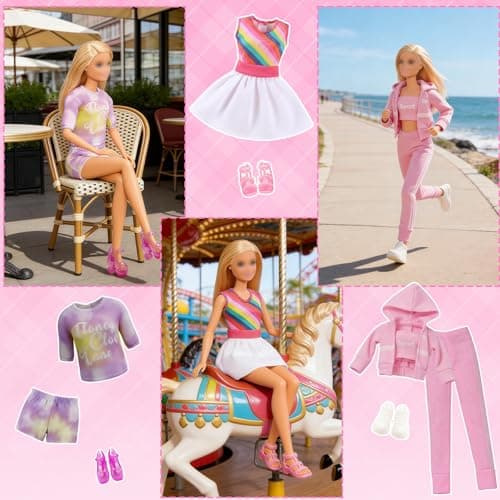 25 Pcs Doll Clothes Travel Camping Tent Compatible, 1 Tent 1 Dress 1 Fashion 1 Leisure 3 Shoes 10 Picnic Food Toy 8 Outdoor Accessories Playset Set for 11.5 Inch Doll Girls Gift — view 5