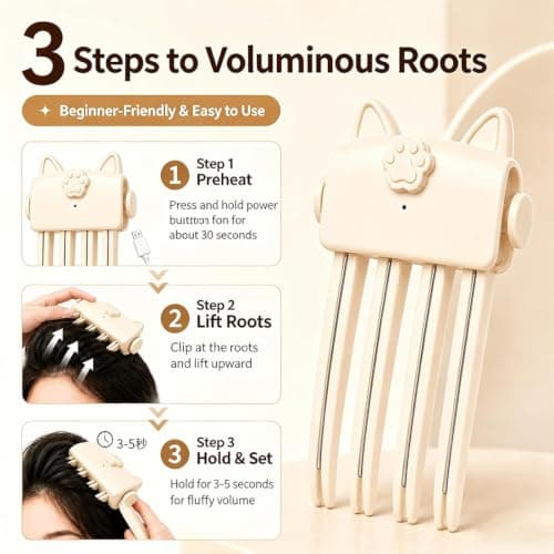 Wireless Heated Volumizing Root Lift Clip,Hair Volume Tool (B) — view 5