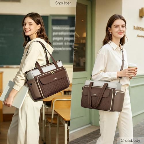 RAINSMORE Laptop Tote Bags for Women 15.6 Inch Teacher Work Bag — view 2