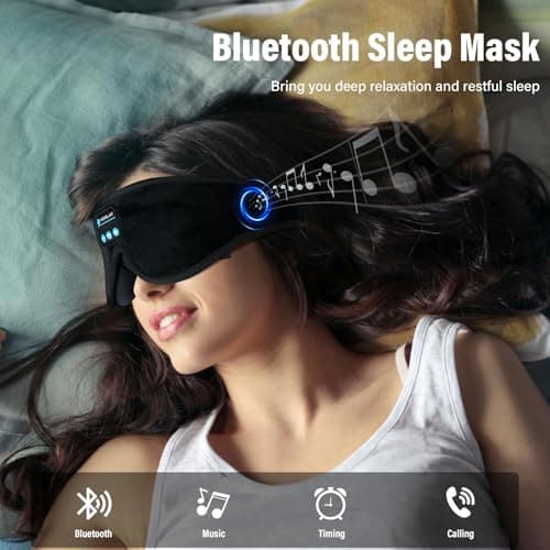 Morelax Bluetooth Sleep Mask Headphones, Blackout Wireless 3D Eye Mask with Headphones, 12H Sleeping Headband, HD Stereo Sleep Earphones, Adjustable for Travel,Nap,Yoga,Meditation,Insomnia Gift(Black) — view 4
