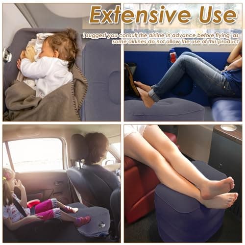 Airplane Footrest, Inflatable Foot Rest for Kids,3 Layer Height Adjustable Inflatable Airplane Foot, Toddlers Travel Bed Box, Portable Travel Accessories for Long Flight, Car(Navy Blue) — view 5