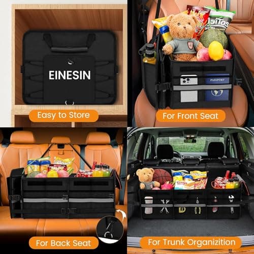 Einesin Car Boot Organiser with Cooler Bag, Extra Large Premium Expandable Compartments, Foldable Car Organiser, Trunk Organiser for Most Vehicles & Indoor (82x36x30cm) — view 6