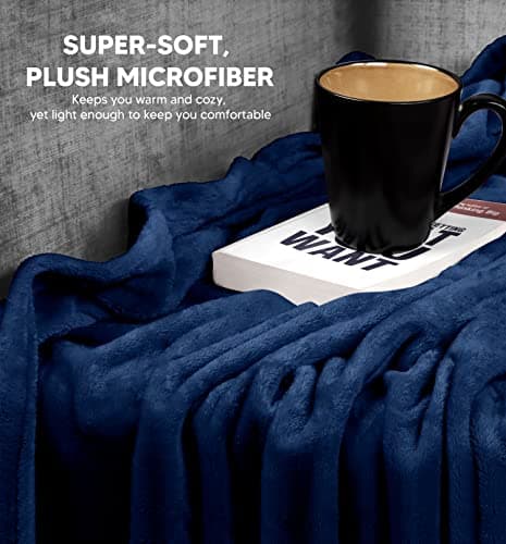 Utopia Bedding Ultra Soft Fleece Throw Blanket (127x152cm- Navy) — view 3