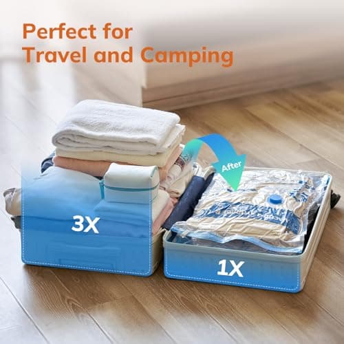 Vacuum Compression Storage Bags for Clothes - 6 Pack Reusable Space Saver Bags with Wired Electric Air Pump for travel (3 Jumbo + 3 Large) — view 4