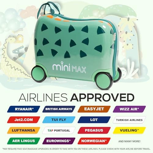 MiniMax Kids Ride-On Suitcase 45x36x20 with Neck Pillow & Drawstring Bag — view 6