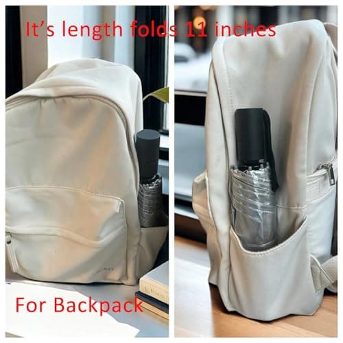 BAODINI Small UV Protection Travel Umbrella Compact for Rain and Sun UPF 50+ Windproof Portable 42 inch Umbrella for Women and Men Silver with Black — view 4