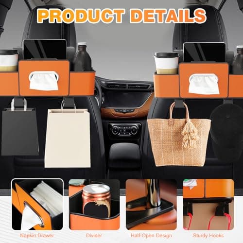 PUSKIU Car Organizer and Storage Box, Car Organizers and Storage Box for Back Seat, Car Organizer Back Seat for Daily Travel (Beige) — view 3