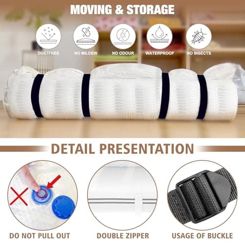 Oumaru Mattress Vacuum Bag for Moving, Vacuum Seal Bag for Memory Foam or Latex Mattress, Mattress Compression, Storage for Returns, and Moving (King/Double 4ft Small Double) — view 5
