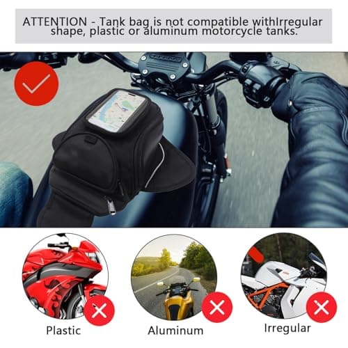 dentedeleao Motorcycle Tank Bag Waterproof Oxford Motorbike Universal Magnetic Bag with Removable Straps and Transparent Pocket — view 4