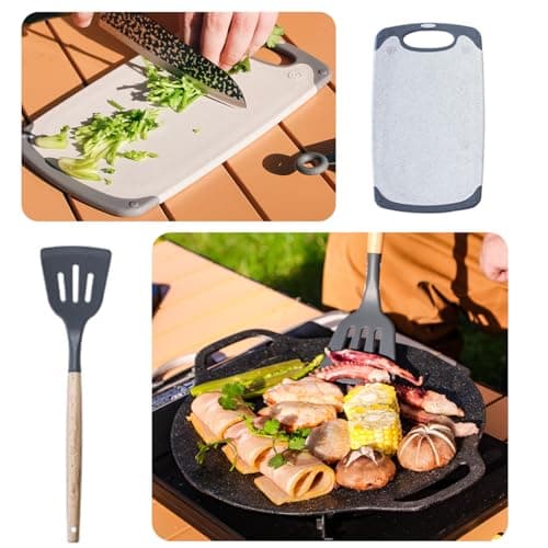 Sadodo 11 PCS Camping Utensils Set — Wood Handle Cookware with Storage Bag — view 4