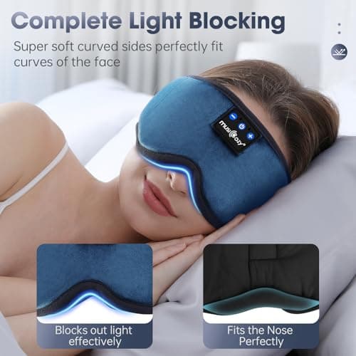 MUSICOZY Bluetooth Sleep Mask Headphones 100% Blockout Sleep Headphones — view 3