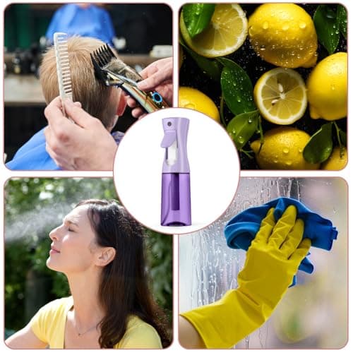 Alaoo Hairdresser Spray Bottles, 200ML Multifunctional Continuous Spray Bottle with Fine Mist, Refillable Spray Container for Travel for Hairstyling, Skincare, Pet Grooming, Transparent Color Purple — view 6