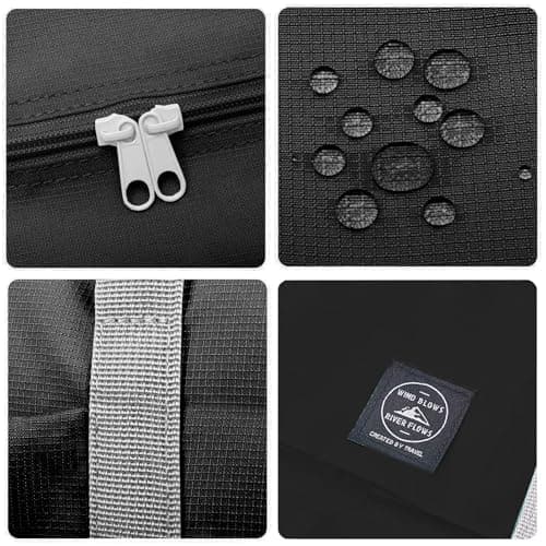 Foldable Travel Bag, 2 Pack Foldable Travel Duffel Bags, Waterproof Carry On Luggage Bag, Shoulder Shopping Clothes Organizer Luggage Bag,Suitable for Sports and Travel, Black — view 5