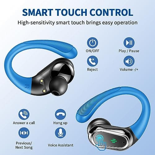 Wireless Earbuds, 50H Ear Buds Bluetooth 5.4 Earphones Sport with ENC Noise Cancelling Mics, HiFi Stereo Wireless Headphones with Earhooks, IP7 Waterproof Bluetooth Headphones for Running Workout Gym — view 5