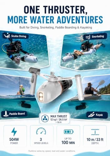 Diving Scooter 504W 26.5 lbf 2-in-1 for Travel 100MinRuntime2Batteries — view 2