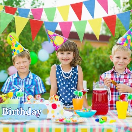 Bunting Banners Multicolor Nylon Fabric Triangle Flags Outdoor Garden Banner for Wedding Birthday Party Garden Brand Opening Home Festival Decorations (40 Meters 80 Flags) — view 6