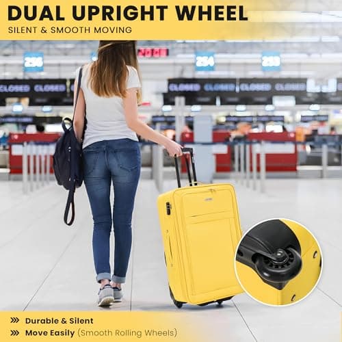 32" Extra Large Suitcase Super Lightweight Luggage Integrated Combination Lock 20% Expandable 2 Wheel Soft Shell Check in Hold Luggage for 30kg — view 6