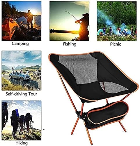 YWHWXB Ultralight Portable Camping Chair, Folding Backpacking Chair, Compact Collapsible Beach Chair Patio Dining Chair with Carrying Bag for Outdoor Hiking Fishing Picnic Travel (Sky Blue) — view 3