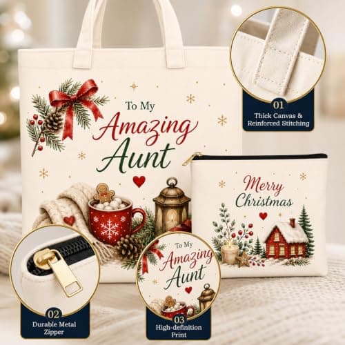 Christmas Gift For Auntie, Canvas Tote Bag and Cosmetic Pouch — view 5