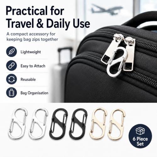 Zipper Locks 6 Pack Carabiner Clip Small Bag Locks for Luggage Backpacks — view 3