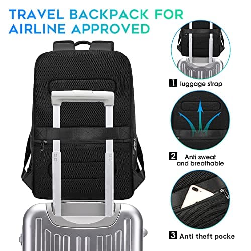BANGE Business Smart Waterproof Backpack Fit 15.6 Inch Laptop, Travel Durable Suitable For Overnight And Daily Use, Black (No Usb) — view 5