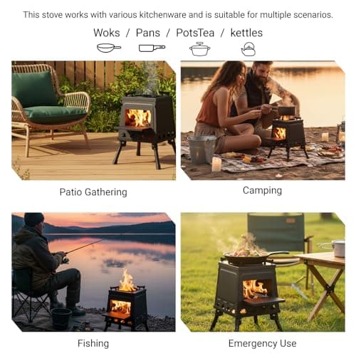 GreenWhim Heavy Duty Portable Camping Wood Stove Folding Alloy Steel Tent Stove for Backpacking Outdoor Cooking Survival Hiking Picnic BBQ — view 3