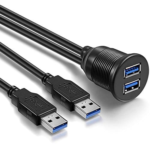 OBSTORM Dual USB 3.0 AUX Flush Mount Car Mount Extension Cable, 1 Meter — view 2