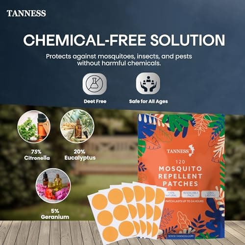 Tanness Mosquito Patches (x120) – Natural Insect Repellent, Designed to Repel All Types of Mosquito, Midge & Insects - The Mosquito Repellent Patches Offer 24 Hours Protection (2880 Hours per Pack)! — view 2