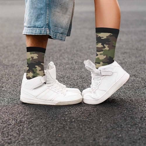 Muntayson Camouflage Texture Athletic Cushioned Crew Socks Cushioned Crew Socks with Arch Compression Secure Fit Women Men — view 6