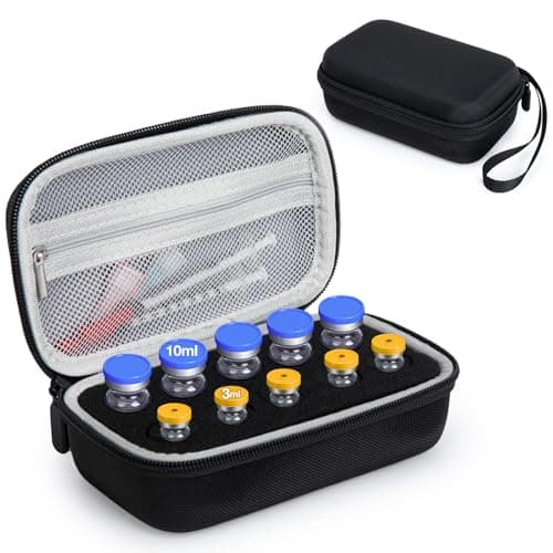 SUNMON Insulin Fridge Holder Storage Case, 1-10ml Peptide Vials Organizer Bag, Insulin Vials Travel Case, Shockproof Hard Shell Travel Storage Bag (10-Slot, Black)
