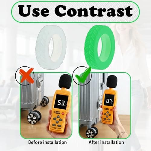 CHFUANANGZH Silicone Suitcase Wheel Protectors, Wear-Resistant Travel Luggages Replacement Accessories, Anti Slip Suitcase Mute Wheel Cover, Suitable for Wheels 5.0-6.8cm (Luminous Green,8 Pcs) — view 6