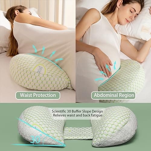 Lighterday U Shaped Pregnancy Pillow for Sleeping,Adjustable Wedge Maternity Pillow,Detachable Maternity Pillow for Pregnant Women,Body Support Pillow for Back,HIPS,Legs (Upgraded Green) — view 3