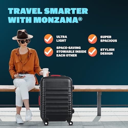 Monzana® 4 Piece Suitcase Set, Luggage Sets for Travel, 4 Wheels, Black — view 3